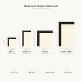 Block Lane Outdoor Solar Light sizes and specifications