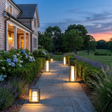 Garden Lantern (Solar) lighting a stone garden path at dusk