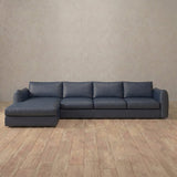 Top Grain Leather::4 Seater- Right Facing with Chaise Product Gallery InkBlue Top Grain Leather
