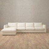 Top Grain Leather::4 Seater- Right Facing with Chaise Product Gallery Ivory Top Grain Leather