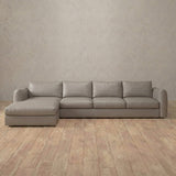 Top Grain Leather::4 Seater- Right Facing with Chaise Product Gallery Pewter Top Grain Leather