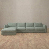 Linen Blend::4 Seater- Right Facing with Chaise Product Gallery Sage Linen Blend