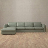 Top Grain Leather::4 Seater- Right Facing with Chaise Product Gallery Sage Top Grain Leather