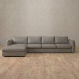 Top Grain Leather::4 Seater- Right Facing with Chaise Product Gallery Stone Top Grain Leather