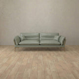 Top Grain Leather::Modern Italian Leather Sofa 2 Seater Sage Top Grain Leather