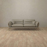 Top Grain Leather::Modern Italian Leather Sofa 2 Seater Taupe Top Grain Leather