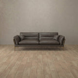 Top Grain Leather::Modern Italian Leather Sofa 2 Seater Truffle Top Grain Leather