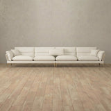 Top Grain Leather::Modern Italian Leather Sofa 4 Seater Ivory Top Grain Leather