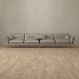 Top Grain Leather::Modern Italian Leather Sofa 4 Seater Pewter Top Grain Leather