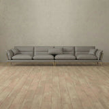 Top Grain Leather::Modern Italian Leather Sofa 4 Seater Stone Top Grain Leather