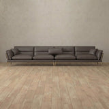 Top Grain Leather::Modern Italian Leather Sofa 4 Seater Truffle Top Grain Leather