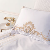 Ivy Gold Forest White and Gold Duvet Cover Set (Long-staple Sateen Cotton)