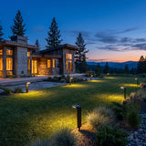 LaVie Solar Lights spread across an estate lawn at dusk