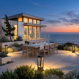 Nimbus Light lighting an outdoor dining terrace at dusk