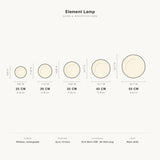 Element Lamp sizes and specifications