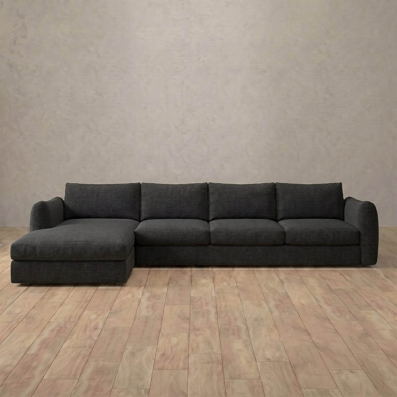 Linen Blend::4 Seater- Right Facing with Chaise  Product Gallery  Charcoal Linen Blend 7:LB