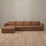Linen Blend::4 Seater- Right Facing with Chaise  Product Gallery  Cognac Linen Blend [grid:4:LB]