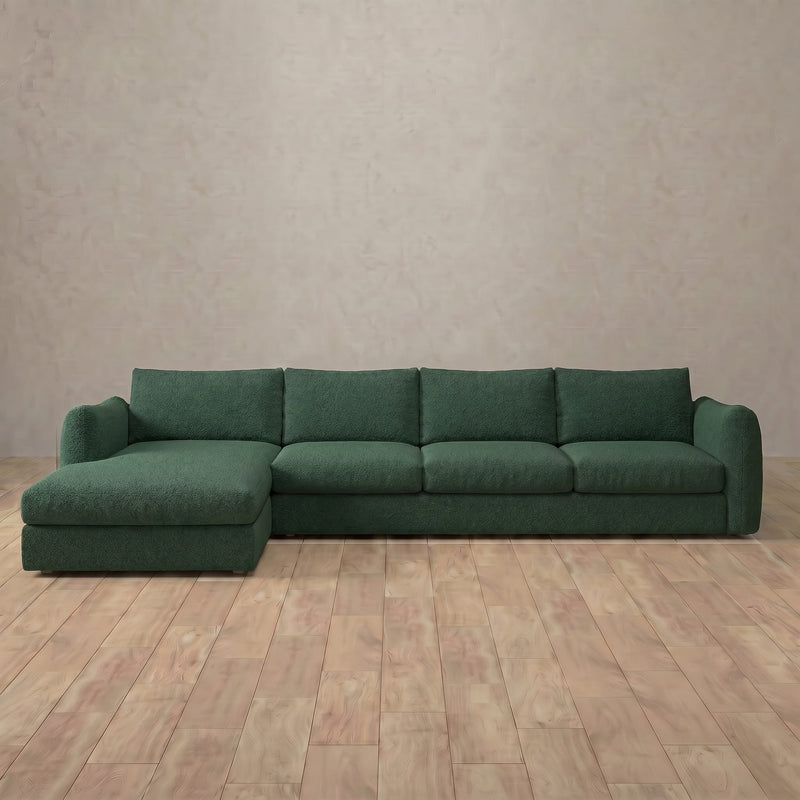 Boucle::4 Seater- Right Facing with Chaise  Product Gallery  Forest Green Boucle 5:BCL