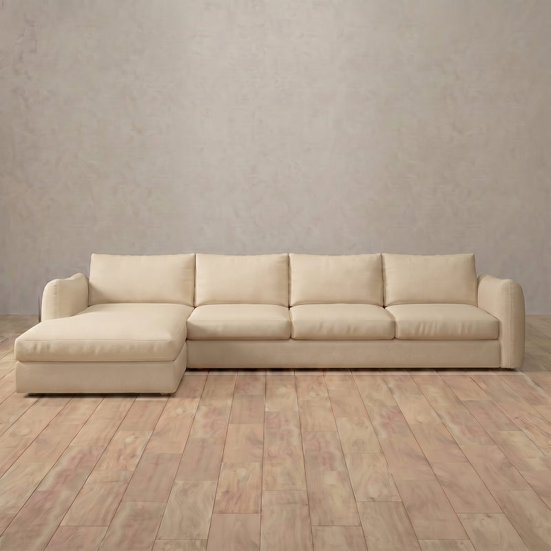 Top Grain Leather::4 Seater- Right Facing with Chaise  Product Gallery  Linen Top Grain Leather 2:TGL