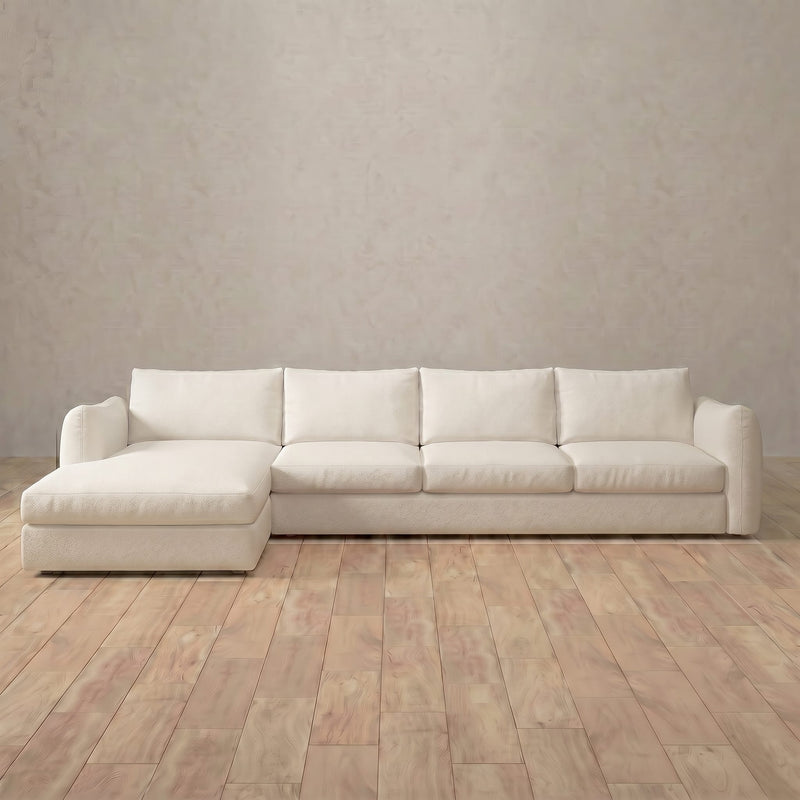 Top Grain Leather::4 Seater- Right Facing with Chaise  Product Gallery  OffWhite Top Grain Leather 1:TGL