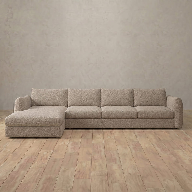 Boucle::4 Seater- Right Facing with Chaise  Product Gallery  Taupe Boucle 3:BCL