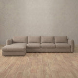 Linen Blend::4 Seater- Right Facing with Chaise  Product Gallery  Taupe Linen Blend