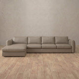 Top Grain Leather::4 Seater- Right Facing with Chaise  Product Gallery  Taupe Top Grain Leather