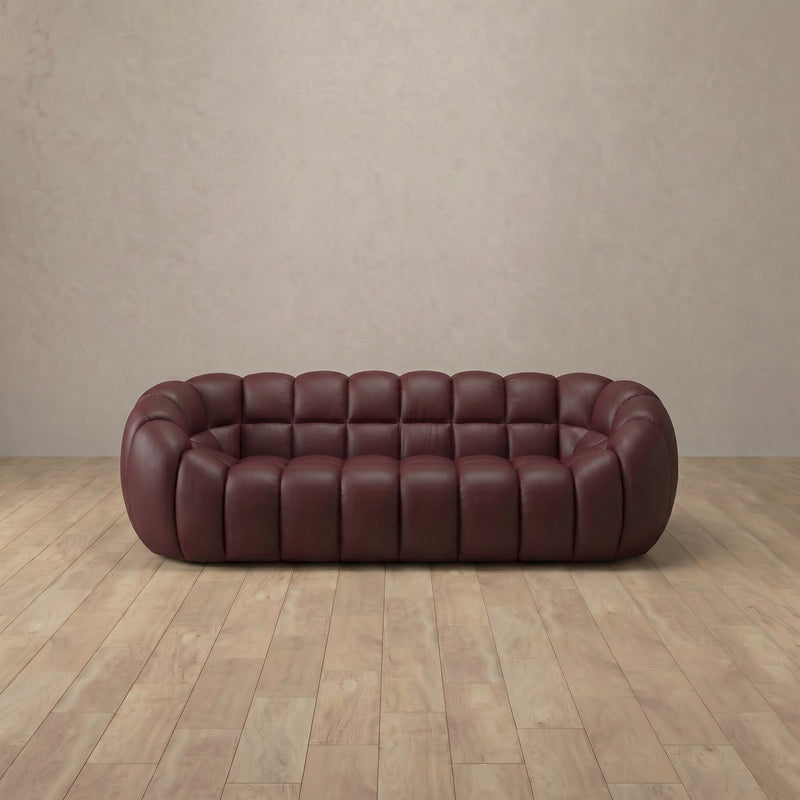 Top Grain Leather::Cuban Sofa 2 Seater Burgundy Top Grain Leather 6:TGL