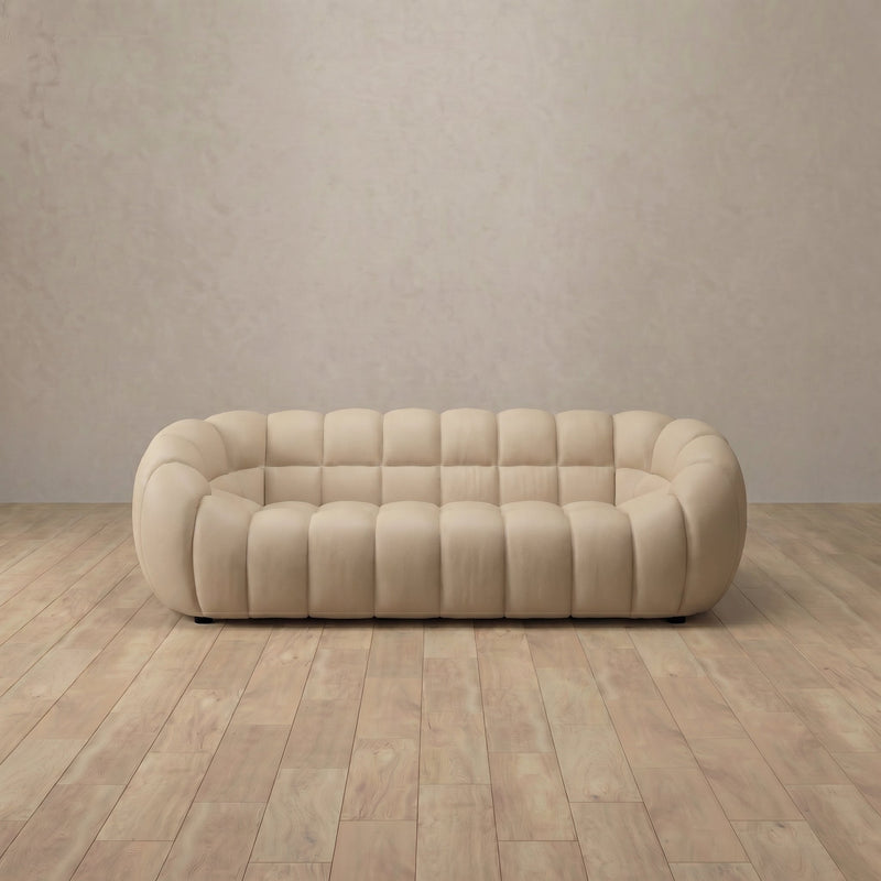 Top Grain Leather::Cuban Sofa 2 Seater Linen Top Grain Leather 2:TGL
