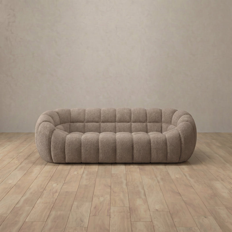 Boucle::Cuban Sofa 2 Seater Taupe Boucle 3:BCL