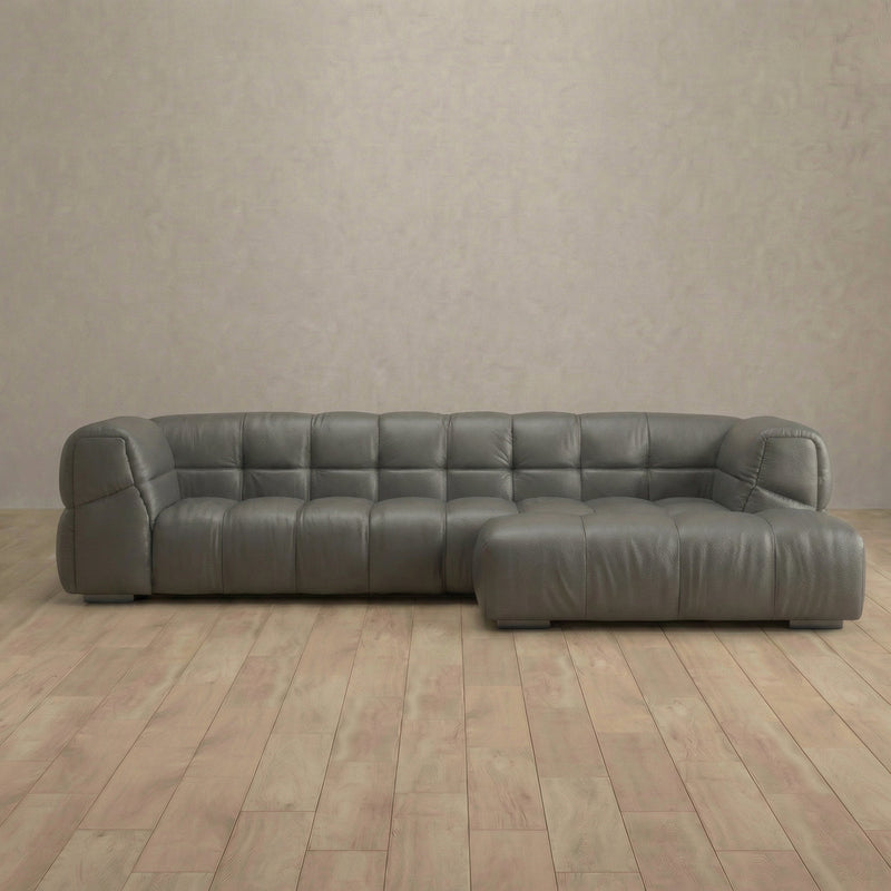 Puff Sofa Chaise Sectional (111") — Stone
