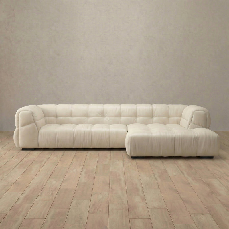 Puff Sofa Chaise Sectional (133") — Ivory