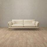 Top Grain Leather::Modern Italian Leather Sofa 2 Seater  Cream Top Grain Leather