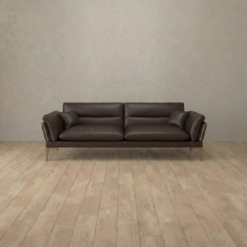 Top Grain Leather::Modern Italian Leather Sofa 2 Seater  Espresso Top Grain Leather 8:TGL