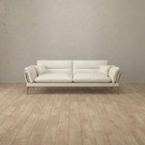 Top Grain Leather::Modern Italian Leather Sofa 2 Seater  Ivory Top Grain Leather