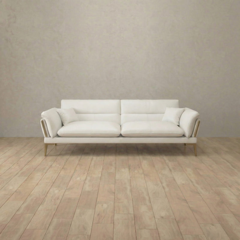 Top Grain Leather::Modern Italian Leather Sofa 2 Seater  OffWhite Top Grain Leather 1:TGL