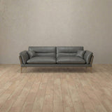 Top Grain Leather::Modern Italian Leather Sofa 2 Seater  Smoke Top Grain Leather