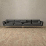 Top Grain Leather::Modern Italian Leather Sofa 4 Seater  Charcoal Top Grain Leather [grid:7:TGL]