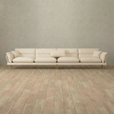 Top Grain Leather::Modern Italian Leather Sofa 4 Seater  Cream Top Grain Leather