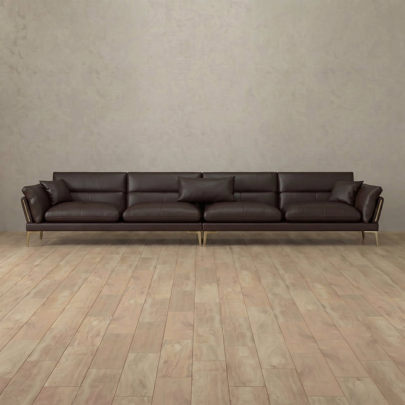 Top Grain Leather::Modern Italian Leather Sofa 4 Seater  Espresso Top Grain Leather 8:TGL