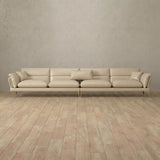 Top Grain Leather::Modern Italian Leather Sofa 4 Seater  Linen Top Grain Leather [grid:2:TGL]