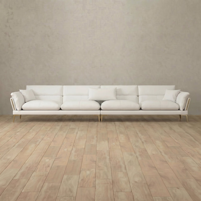 Top Grain Leather::Modern Italian Leather Sofa 4 Seater  OffWhite Top Grain Leather 1:TGL