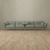 Top Grain Leather::Modern Italian Leather Sofa 4 Seater  Sage Top Grain Leather