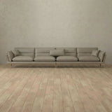 Top Grain Leather::Modern Italian Leather Sofa 4 Seater  Taupe Top Grain Leather