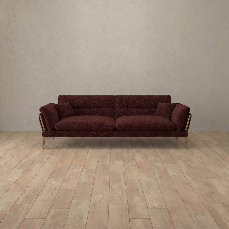 Boucle::Modern Italian Sofa  Loveseat (73") Burgundy Boucle 6:BCL