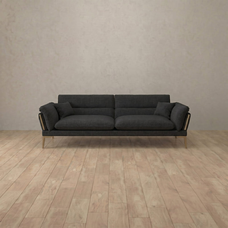 Linen Blend::Modern Italian Sofa  Loveseat (73") Charcoal Linen Blend 7:LB