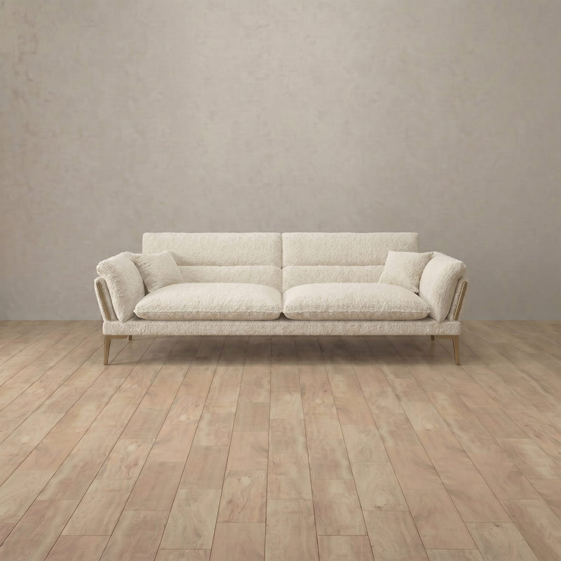Boucle::Modern Italian Sofa  Loveseat (73") Cream Boucle 2:BCL
