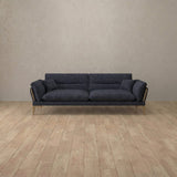 Linen Blend::Modern Italian Sofa  Loveseat (73") InkBlue Linen Blend