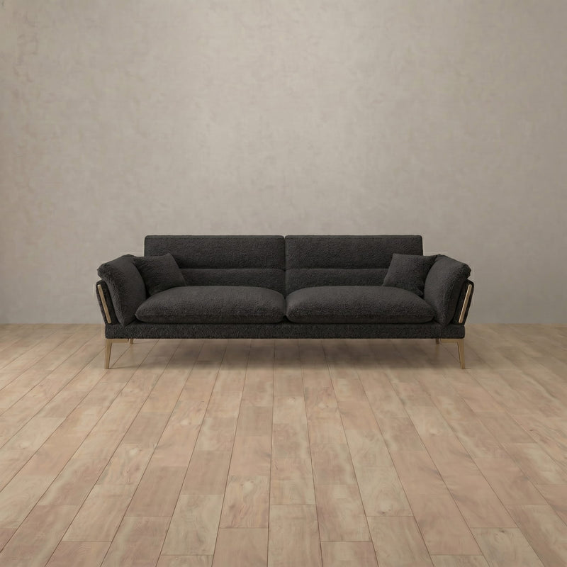 Boucle::Modern Italian Sofa  Loveseat (73") Smoke 2 Boucle 7:BCL