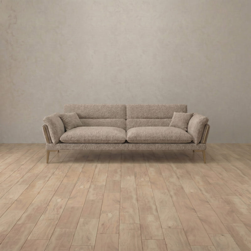 Boucle::Modern Italian Sofa  Loveseat (73") Taupe Boucle 3:BCL